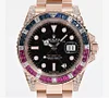 Rolex GMT Master II 126755SARU 40mm 18kt Steel Automatic Diamond Black Dial