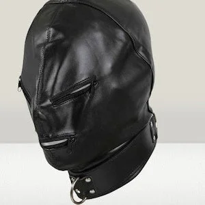 pornhint Pornhint Heavy Duty Bondage Hood with Zips | Genuine Cowhide Leather Mask |  Bondage hood | BDSM fetish leather mask