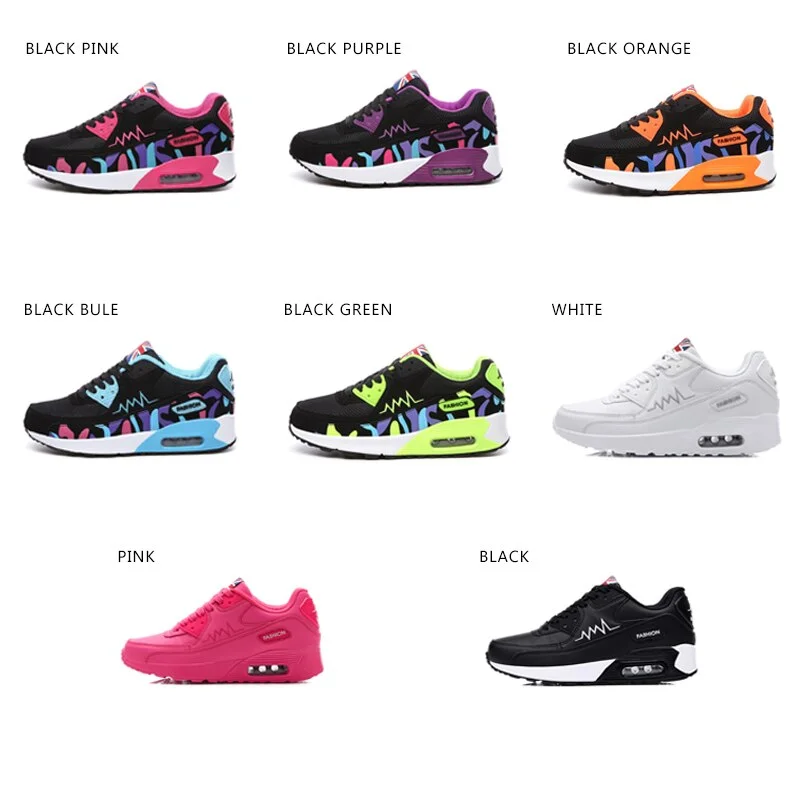 Women Running Sneakers Lace-up Air Cushion Breathable Mesh Sport Shoes Ladies Gym Sneakers Basketball Trainers Shoes Woman