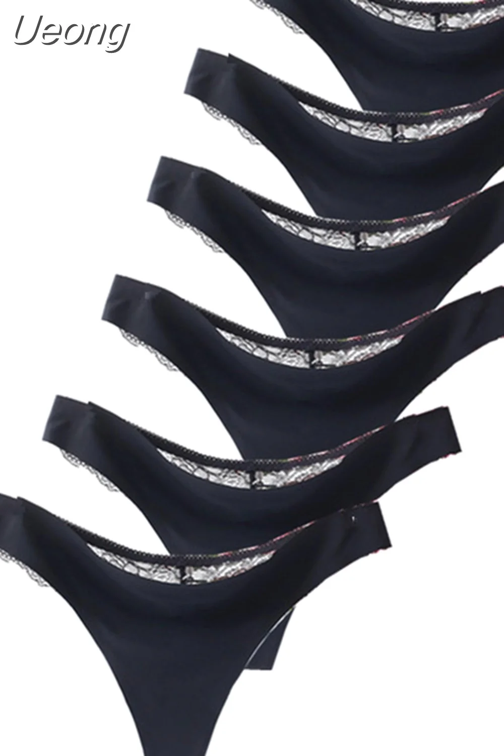 Ueong Seamless Thong Tangas 6pcs/lot Women Fashion Panty Sexy Lace Ice Silk G String Femme Comfortable Ladies Underwear