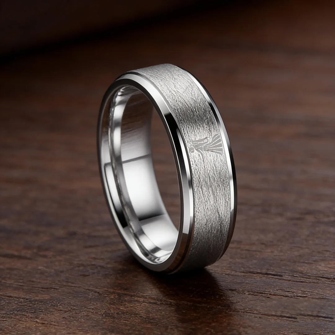 Virgo Laser Pattern Step Edge Tungsten Carbide Rings Sliver Tungsten Wedding Bands for Men and Women 4MM 6MM 8MM