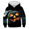 Kids Boys Girls Halloween 3D Printed Casual Face Pumpkins Hoodies