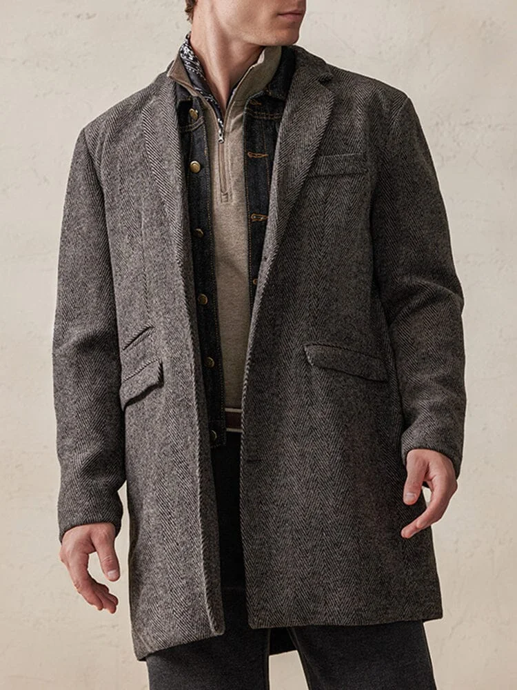 Vintage Herringbone Tweed Coat QueenFunky