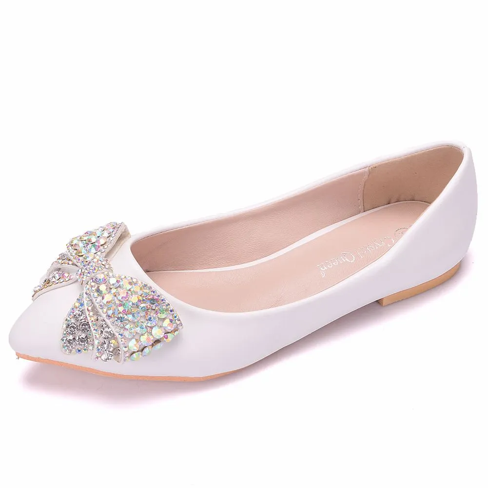 Breakj Breakj New Summer Autumn Korean Version Of AB Water Drill Women's Shoes Bow Head Shallow Single Shoes Women's Flat Shoes
