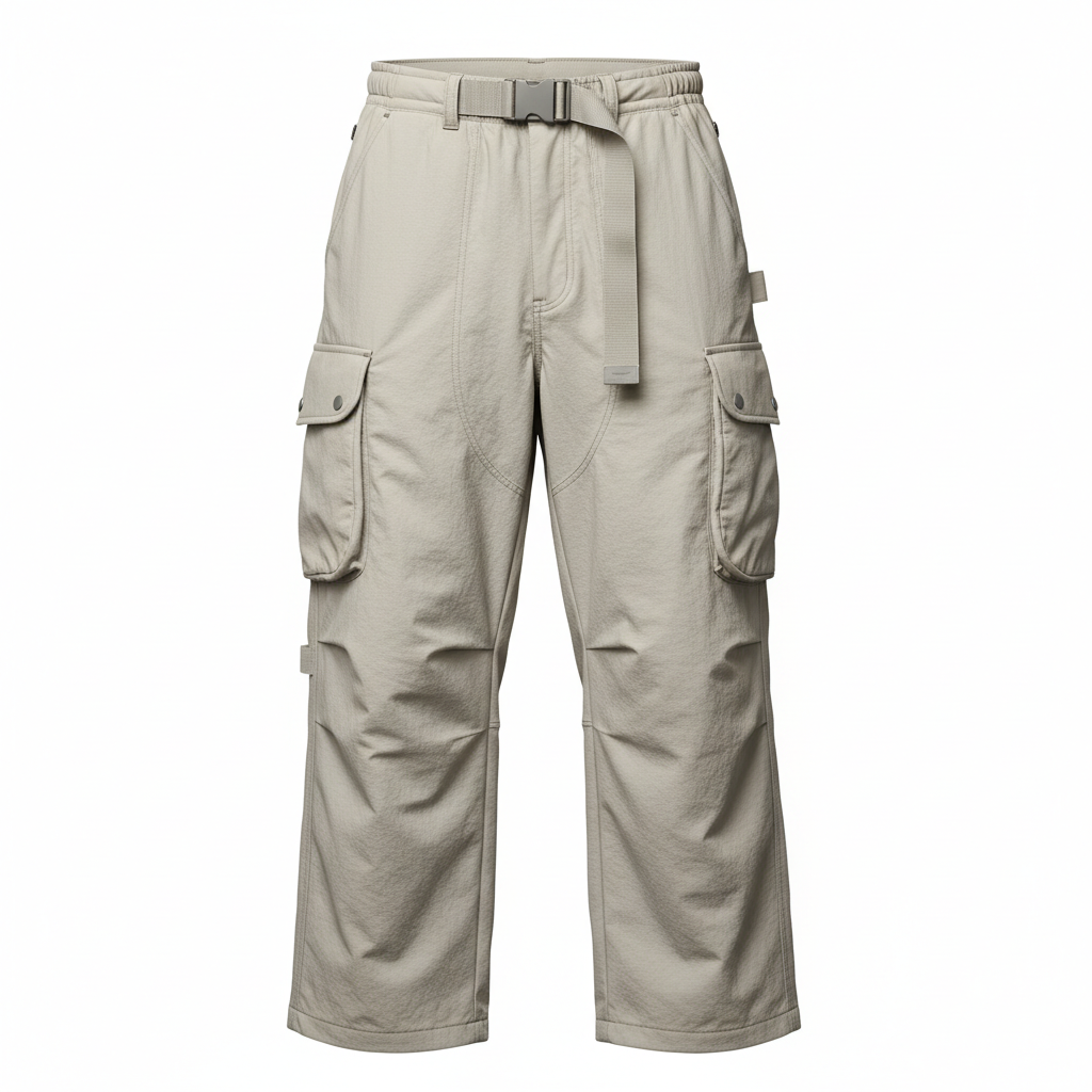 thesupersurf Light Grey Cargo Pants with Adjustable Waistband 