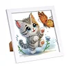 5D DIY Partial Special Shaped Drill Diamond Painting Kit Cat Decor With Frame Kit 18x18cm