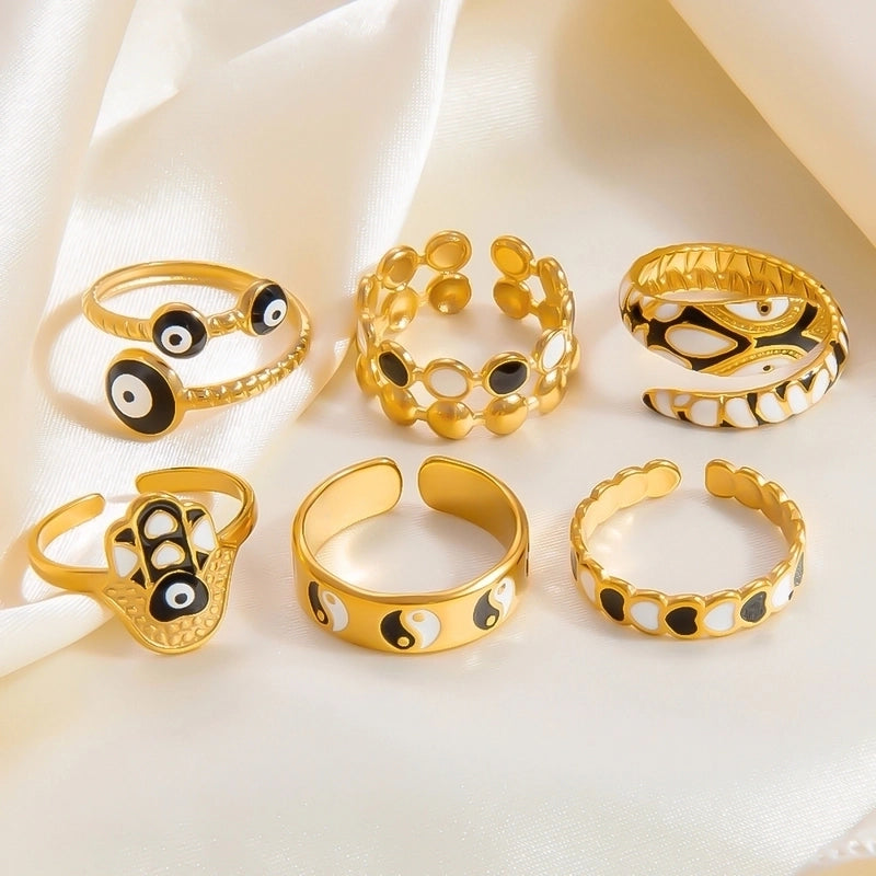 Casual Vacation Classic Style Color Block 304 Stainless Steel Rings