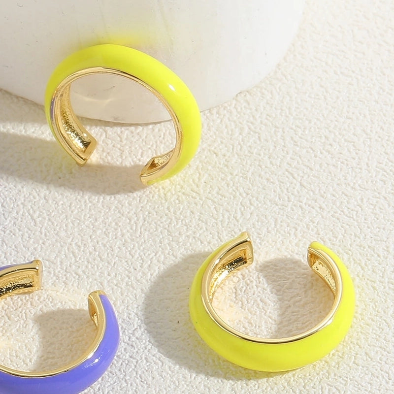 1 Pair Elegant Minimalist Solid Color Epoxy Plating Brass 14k Gold Plated Ear Cuffs