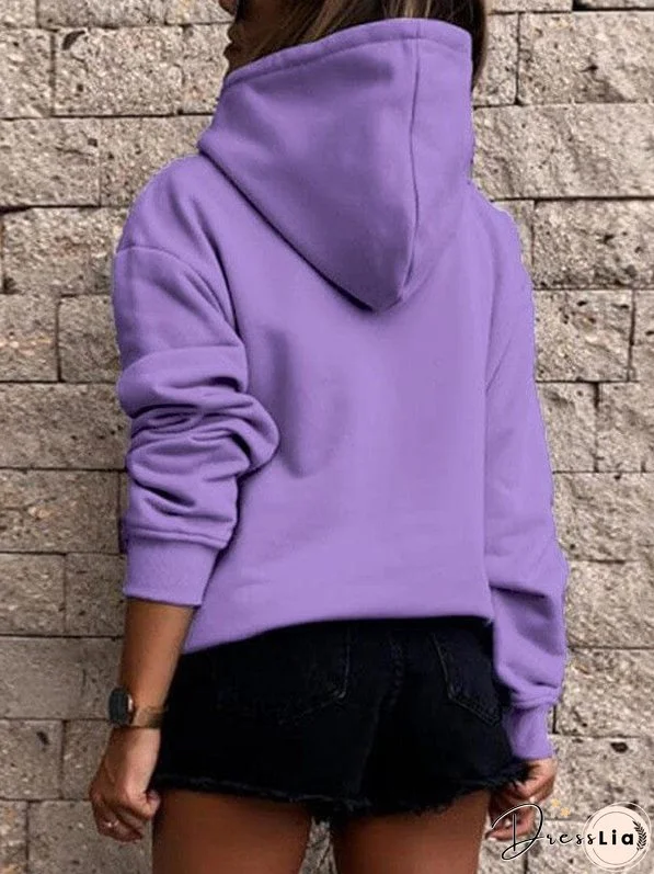 Solid Color Hooded Sweatshirt