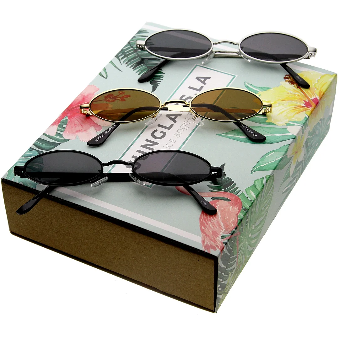 Extreme Small Oval glasses Neutral Colored Flat Lens 51mm