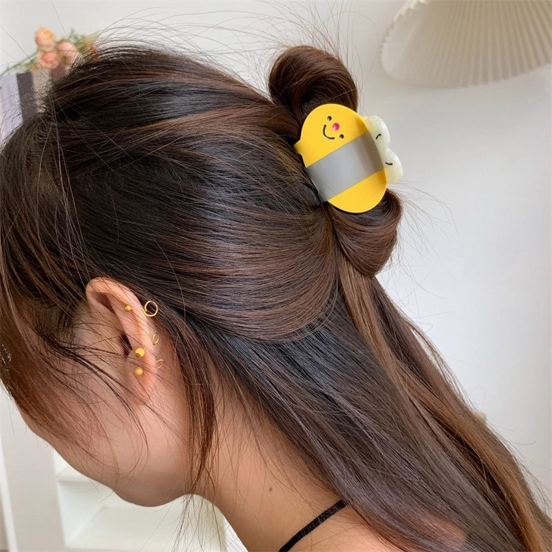 Small And Exquisite Yellow Bee-Shaped Grip Small And Medium Acetic Acid Hair Claw Half Tie Ponytail Clip New Hair Accessories