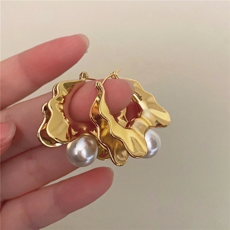 1 Pair Modern Style Geometric Plating Inlay Alloy Artificial Pearls Gold Plated Earrings