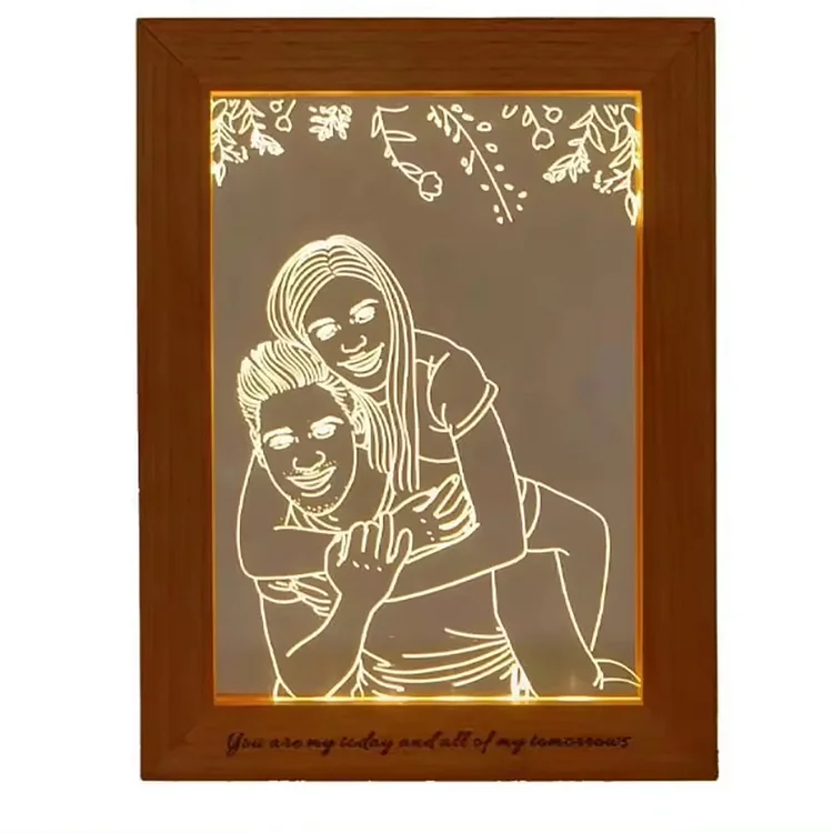 Personalized Photo 3D Wooden Frame with LED Night Lights 