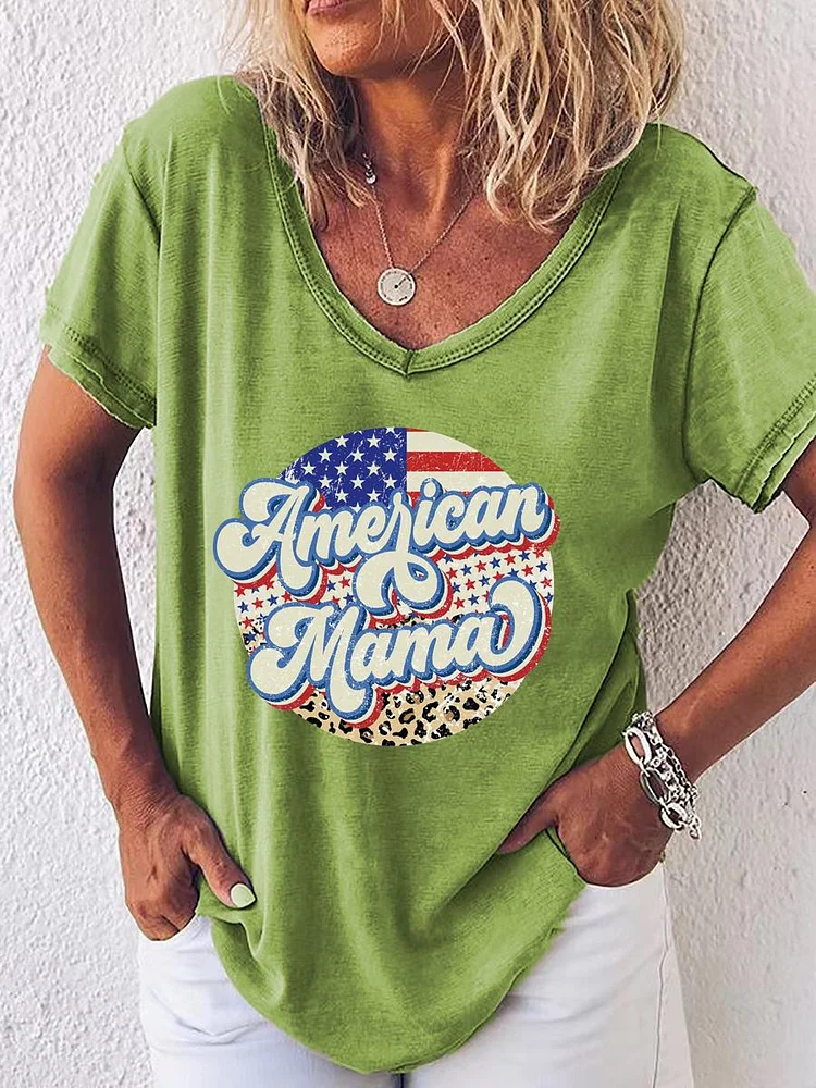 American Independence Day V Neck T-shirt-JR00396