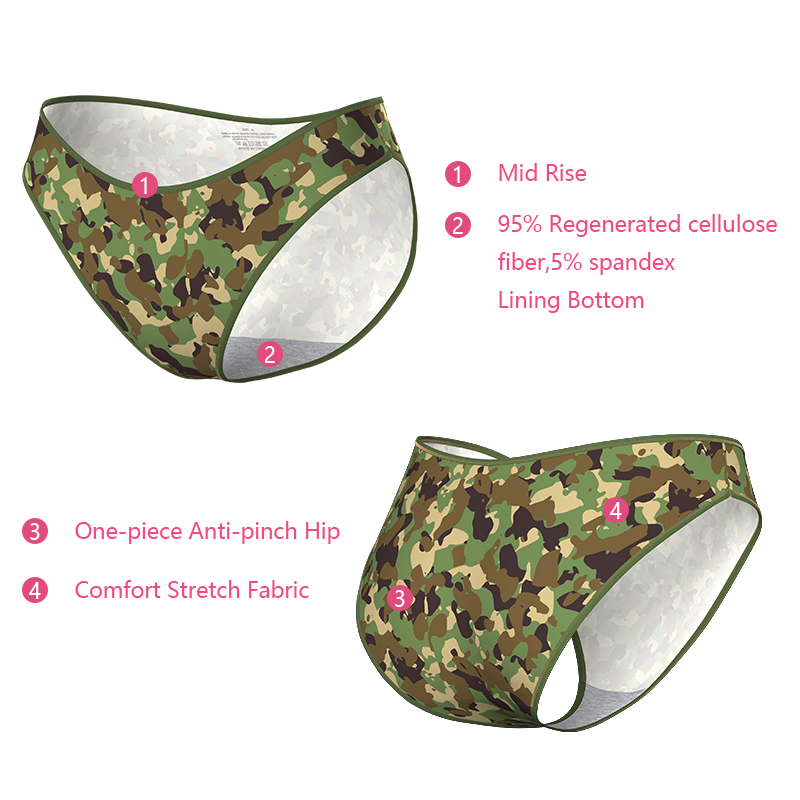 Plus Size Camo Print No Show Panty
