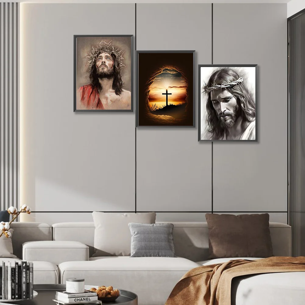 3pcs Diamond Painting - Full Round Drill - Faith(Canvas|30*40cm)
