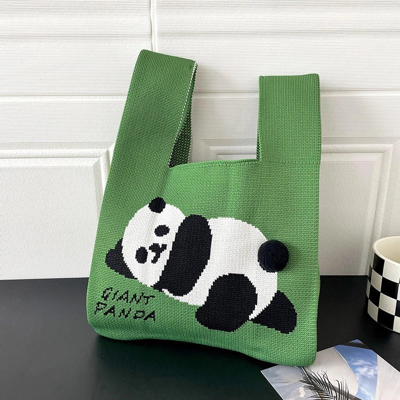 Women’s Medium Knit Animal Cute Basic Open Handbag