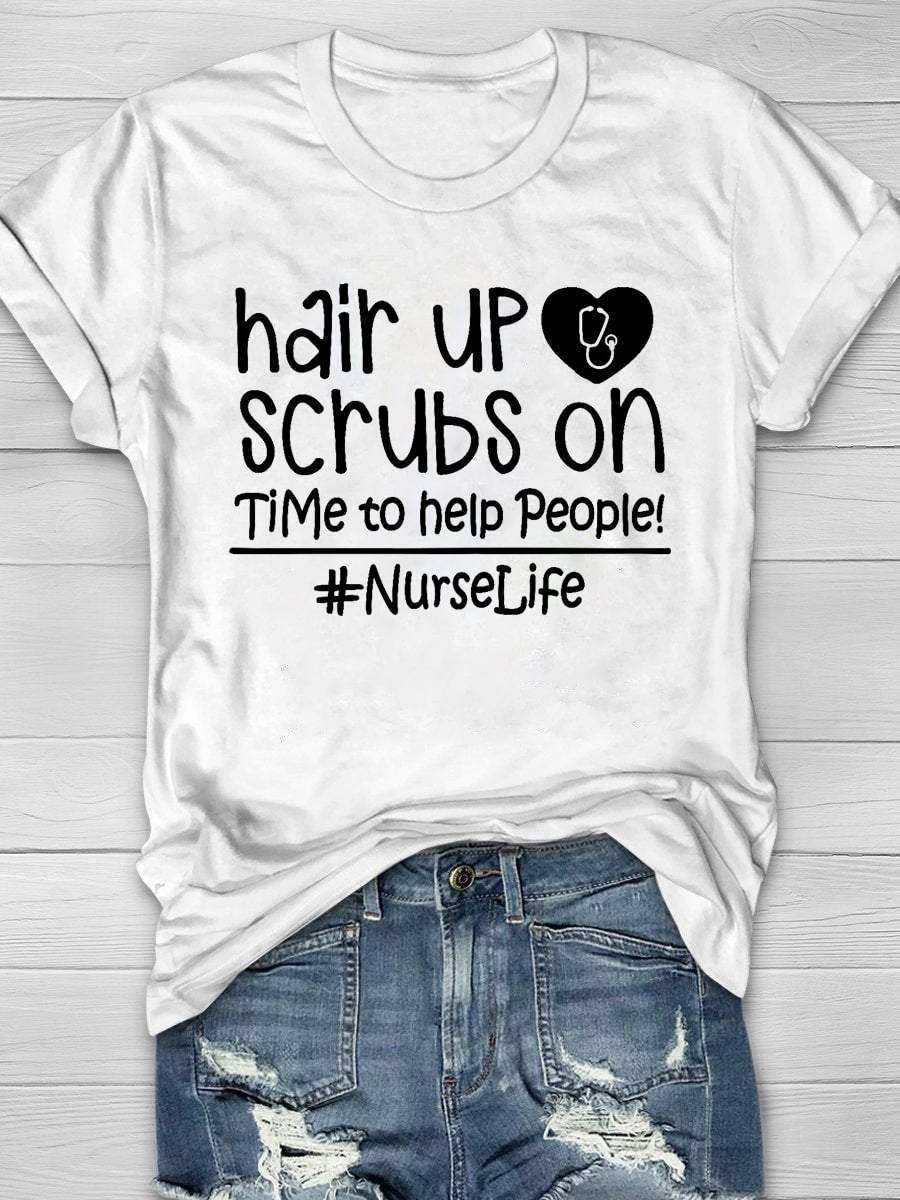 Hair Up Scrubs On Time To Help People Short Sleeve T-Shirt