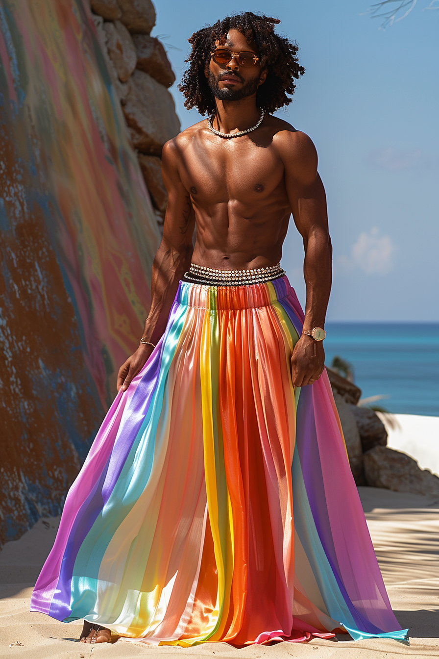 Men's Rainbow Fashion Skirt