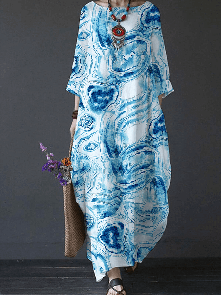 Ursime  Women's Fashion Tie Dye Casual Loose Maxi Dress