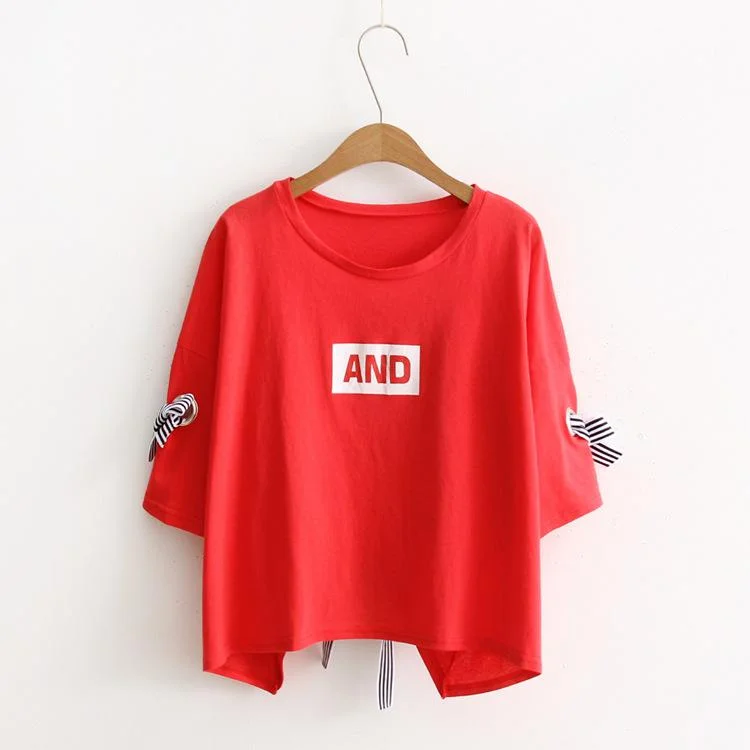 FTLZZ New Summer Crop Tops Women T Shirt Letter Print Short Sleeve Cotton Loose Yellow Black White Short T-shirt