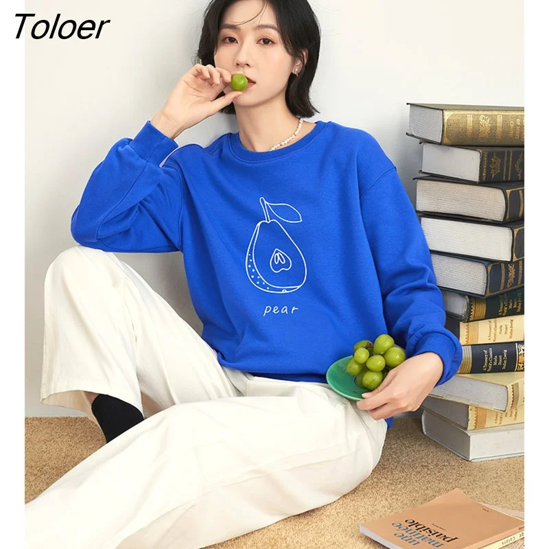 Toloer Korean Fashion Green Blue Women's Sweatshirt New Loose