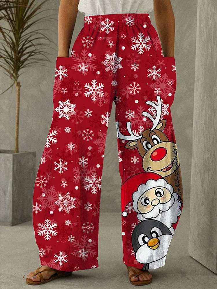 Christmas Style Casual Trousers Plus Size VangoghDress