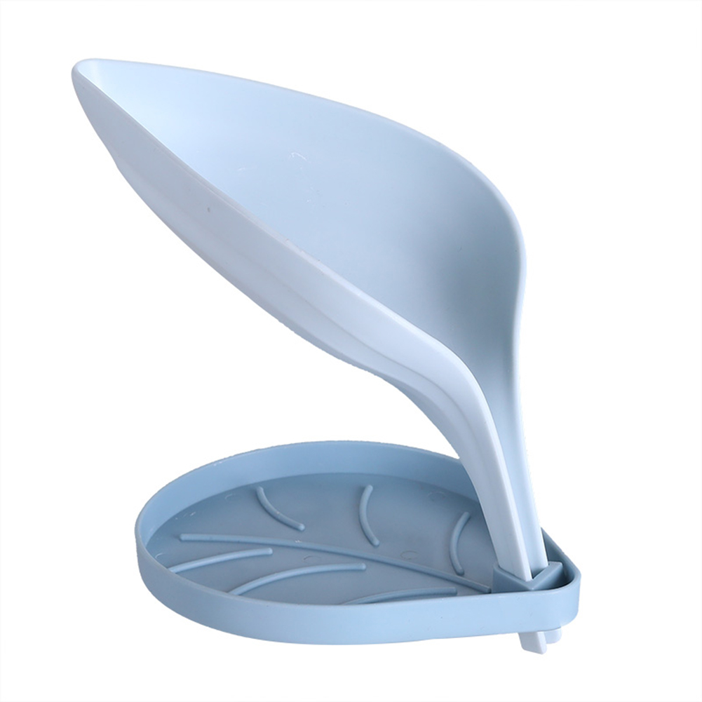 

PP Leaf Shaped Shower Soap Drain Storage Box Anti-slip Sink Sponge Tray, Blue, 501 Original