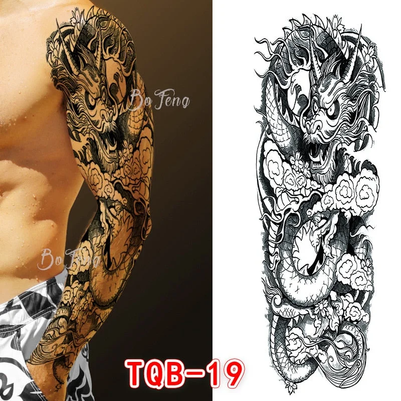 Tattoo Sleeves for Men Women Waterproof Flower Arm Tattoo Stickers Cool Full Arm Scary Fake Temporary Tattoos Big Picture Art