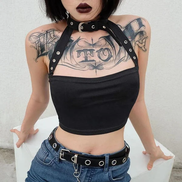 Buckle Halter Neck Top