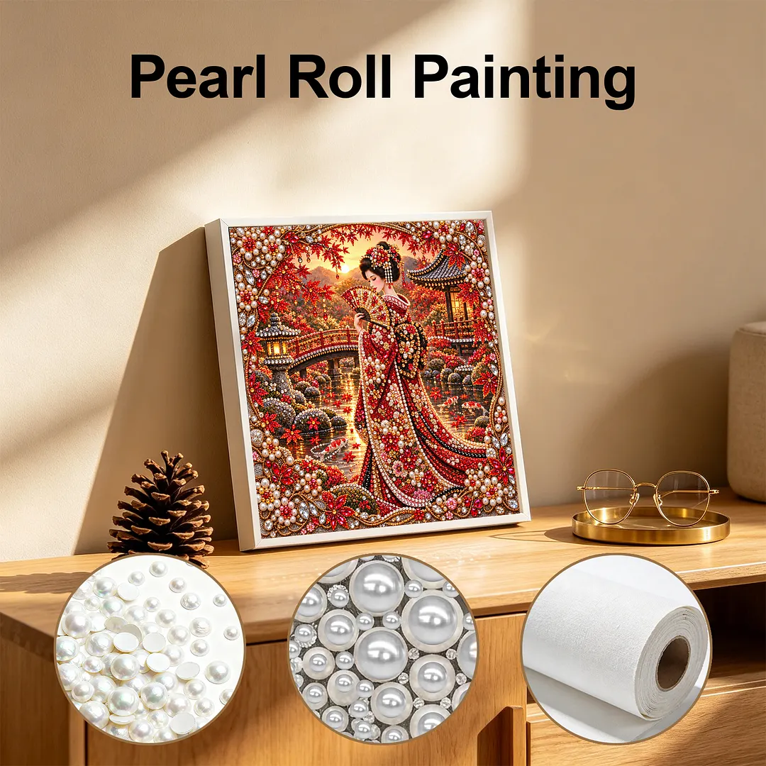 Japanese Girl Diamond Painting Kit Partial Drill 15.75x15.75in