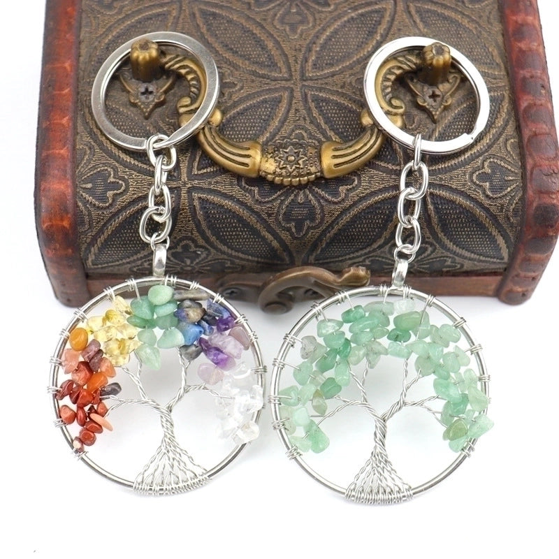 Fashion Tree Natural Stone Metal Inlay Turquoise Unisex Bag Pendant Keychain