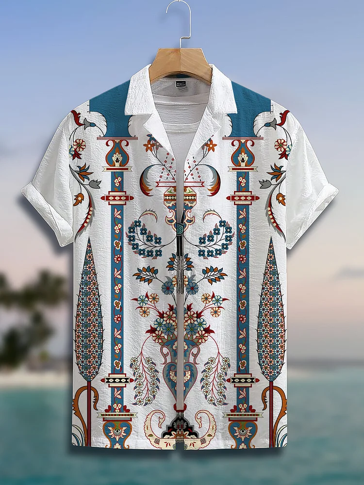 Men's Traditional Middle Eastern Ethnic Patterns Art Print Short Sleeve Shirt