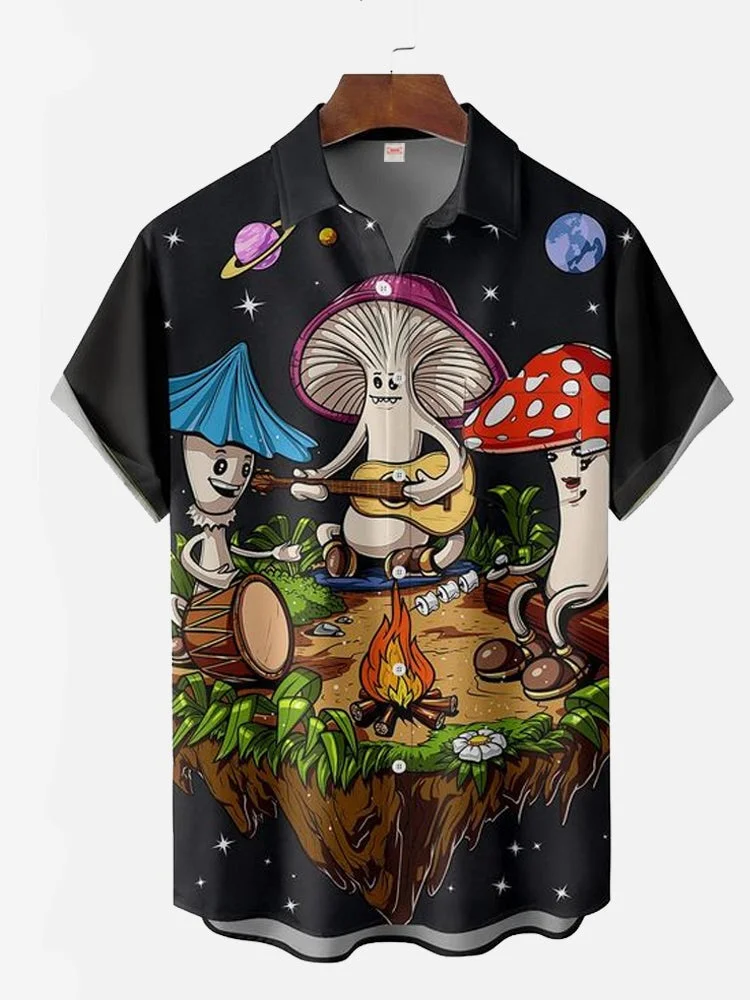 Hippie Magic Mushrooms Music Party Printing Short Sleeve Shirt