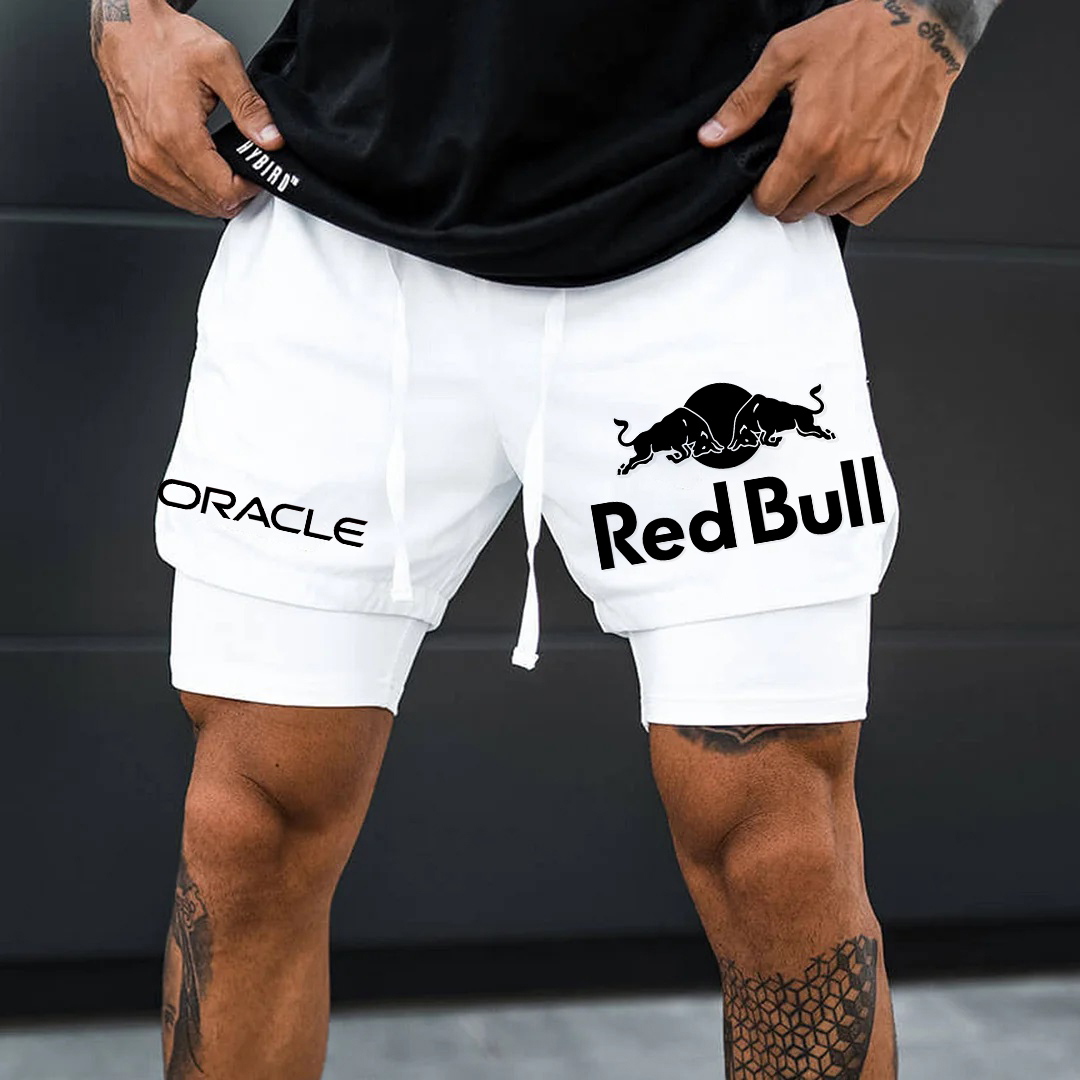 Men's Logo Print Double Layer Sports Shorts / TECHWEAR CLUB / Techwear
