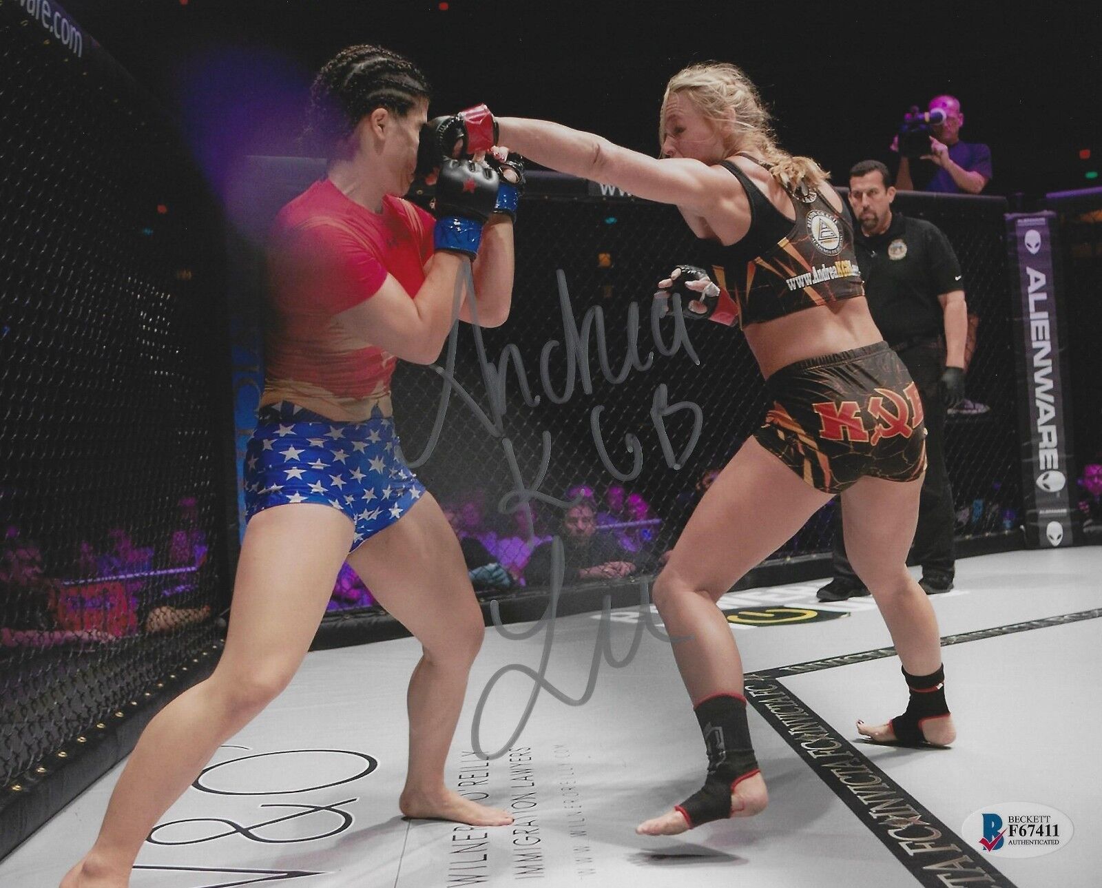 Andrea KGB Lee Signed UFC 8x10 Photo Poster painting BAS Beckett COA Invicta FC 14 Picture Auto