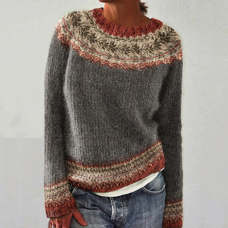 Comstylish Vintage Tribal Icelandic Knit Pullover Sweater