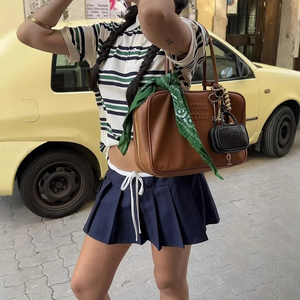 Nigikala Nigikala Retro Sexy Hottie Style Striped Short-Sleeved Polo Collar T-Shirt