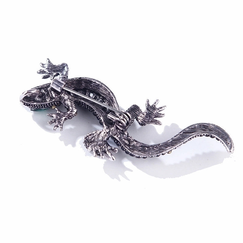 Fashion Pin Lizard Alloy Plating Inlay Rhinestones Unisex Brooches