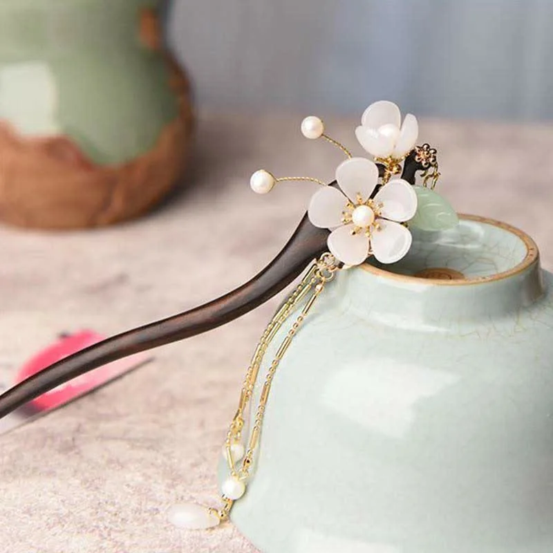 Ebony Flower Protection Blessing Hairpin