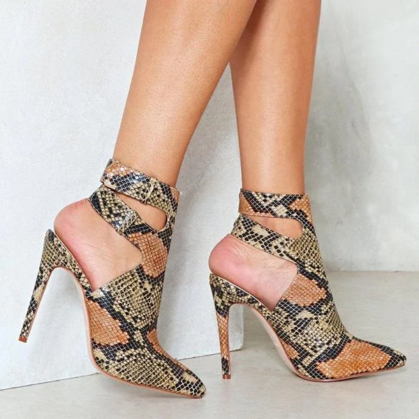 Women Summer Snakeskin Pattern Closed Toe Sandals