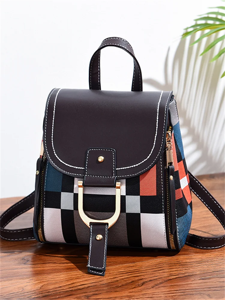 Colorblock Flap Patchwork Mini Backpack