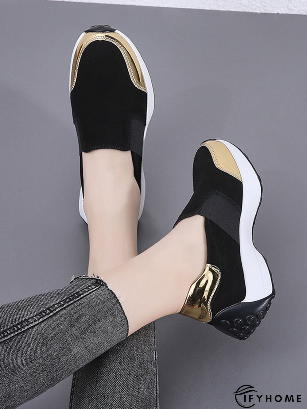 Casual Color Block Slip On Walking Shoes | IFYHOME