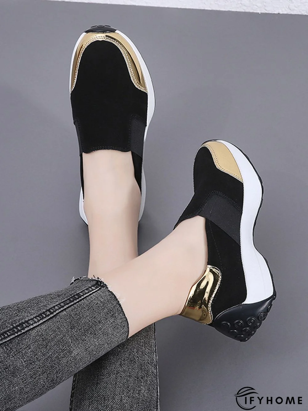 Casual Color Block Slip On Walking Shoes | IFYHOME