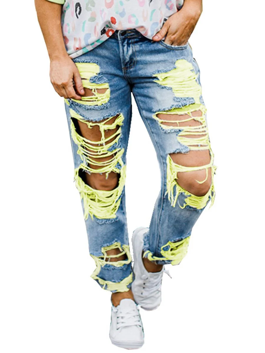 Colorful Worn Out Jeans