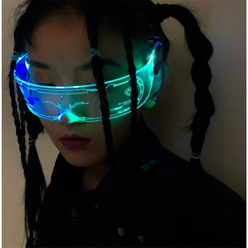 Cyberpunk futuristic technology sense glasses sci-fi led bungee luminous sunglasses