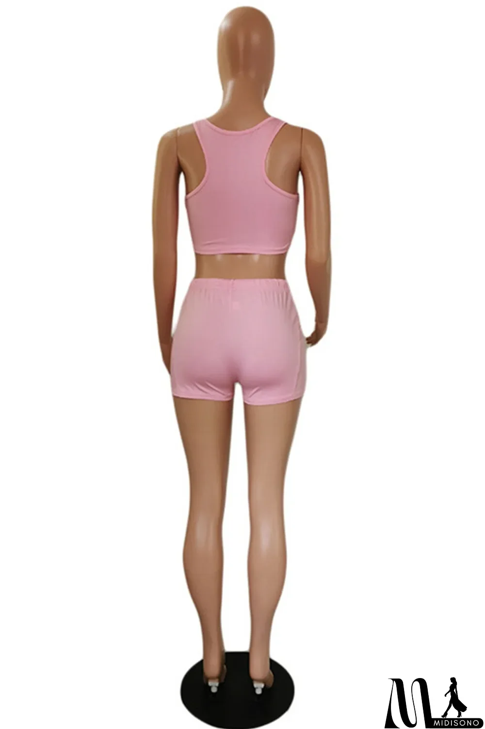 MidiSono - Orange Fashion Casual Letter Print Basic U Neck Sleeveless Two Pieces