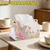 (24cm)Soft Pink Floral Butterfly 24cm DIY Diamond Painting Rhinestones Decorative Tissue Box Reusable Crystal Mosaic PU Tissue Holder for Home Car Desk Decoration Craft