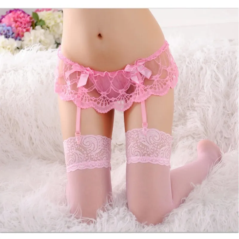 Churchf Sexually Lingerie Women Extremely Tempting Garter Buckle Lace Transparent Large-Size Garter Stocking Suit
