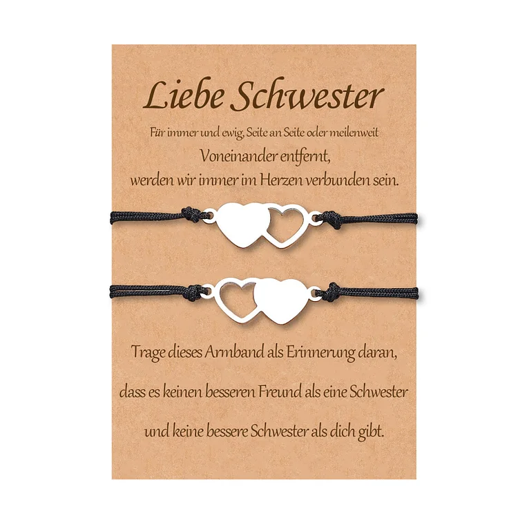 Kettenmachen Herz & Herz Armbänder Set-Liebe Schwester keine bessere Schwester als dich gibt-Geschenk mit Nachrichtenkarte